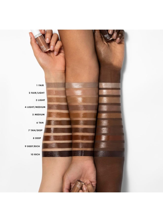 إلف بودرة برونزية سائلة لتحديد ملامح الوجه من إي.إل.إف. كامو، تركيبة حريرية غنية بالأصباغ، تمنحكِ توهجًا برونزيًا يدوم طويلًا ومظهرًا طبيعيًا، نباتية ولم تُجرَّب على الحيوانات، 4 فاتح/متوسط - Image 3